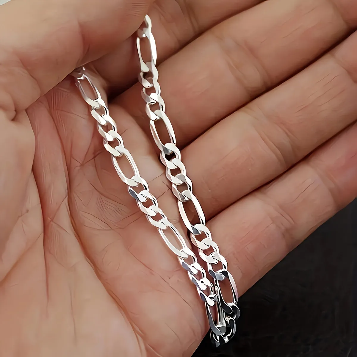 1PCS Figaro Chain Necklace - Durable Silver Plated, Timeless Classic Design, Adjustable 16-30 inches, Unisex Punk Hip Hop Jewelry for Men and Women - Unique Figaro Chain Link Design