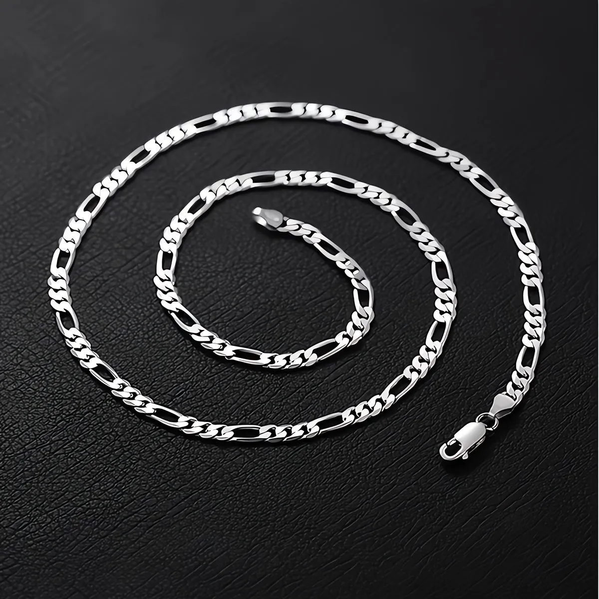 1PCS Figaro Chain Necklace - Durable Silver Plated, Timeless Classic Design, Adjustable 16-30 inches, Unisex Punk Hip Hop Jewelry for Men and Women - Unique Figaro Chain Link Design