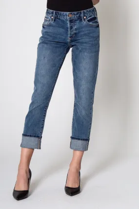 9 1/2" BLAIRE HIGH RISE CUFFED SLIM STRAIGHT JEANS IN COTTON