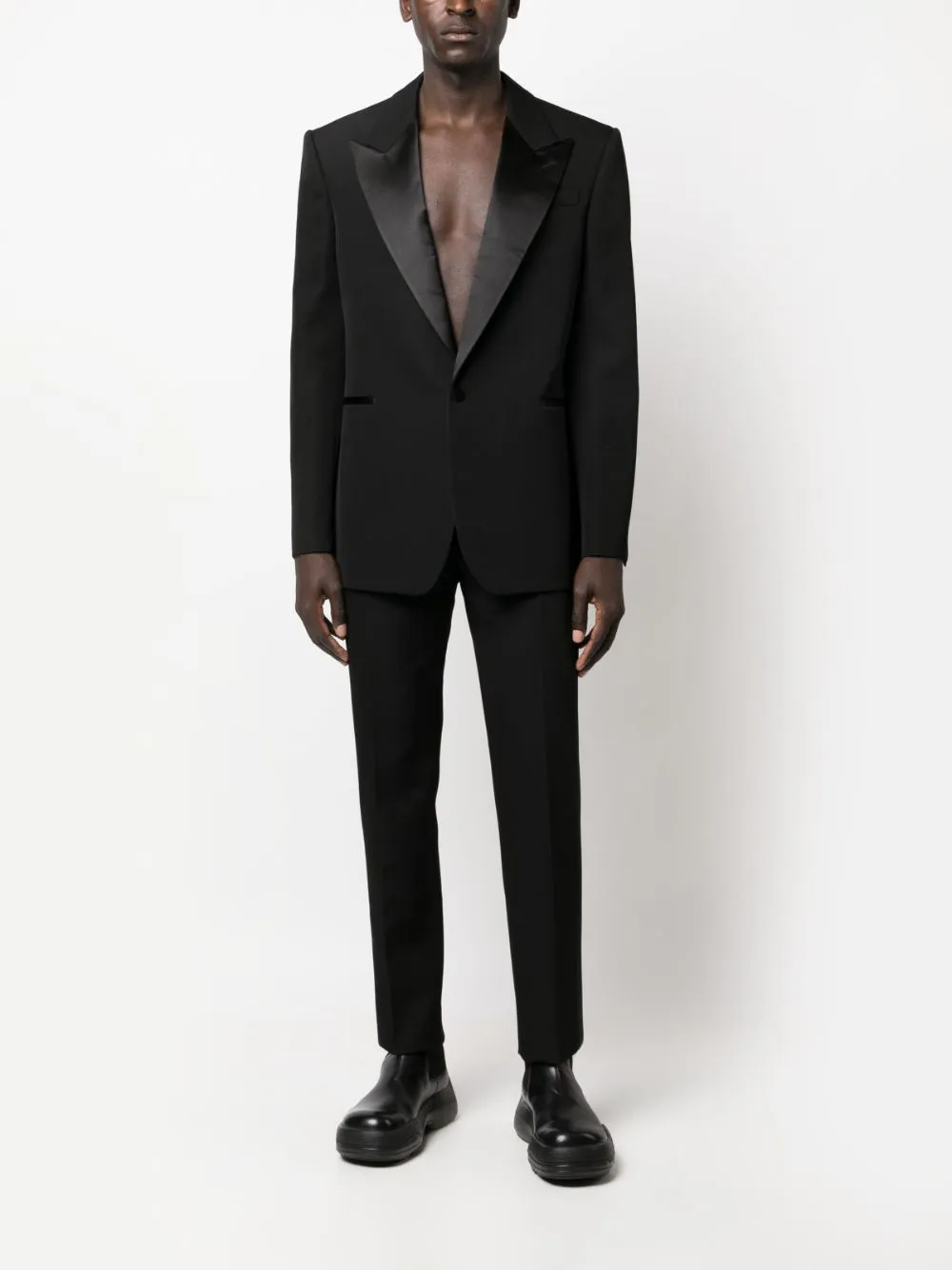 ALEXANDER MCQUEEN Satin-Trimmed Tailored Trousers for Men in Black - FW23