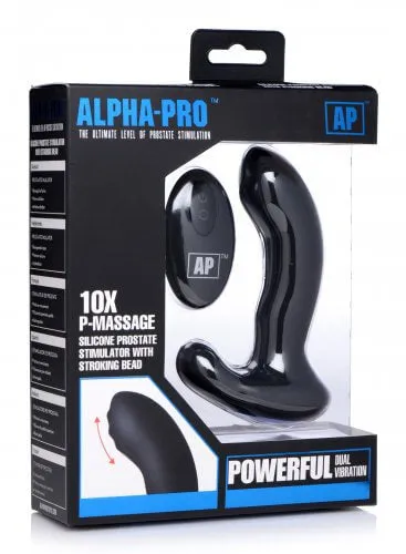 Alpha Pro 10X P-Massage Prostate Stimulator - Moving Beads, Dual Motor Vibration, Remote Control