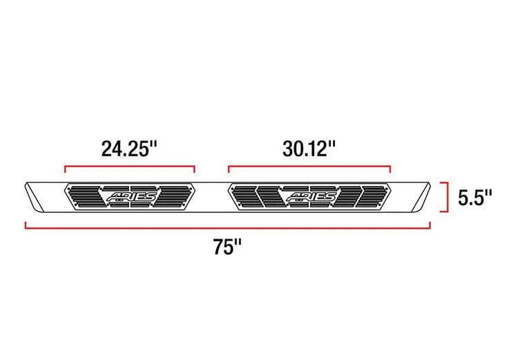 Aries 2558014 1999-2016 Ford F250/F350 Super Duty AscentStep 5 1/2" X 75" Black Steel Running Boards