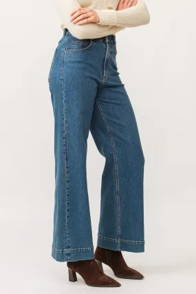 AUDREY HIGH RISE CLEAN HEM WIDE LEG JEANS BLUENOTE