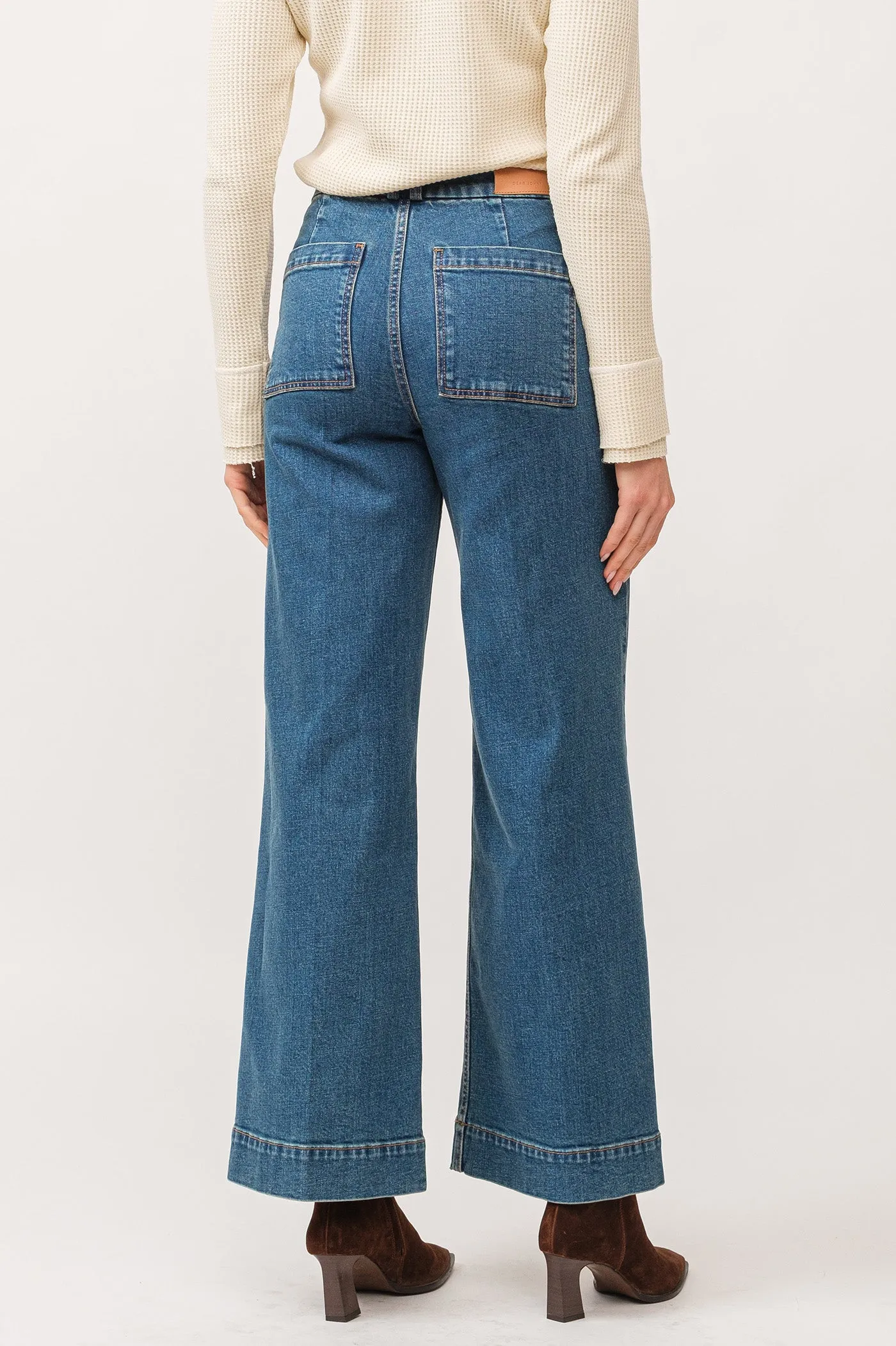 AUDREY HIGH RISE CLEAN HEM WIDE LEG JEANS BLUENOTE