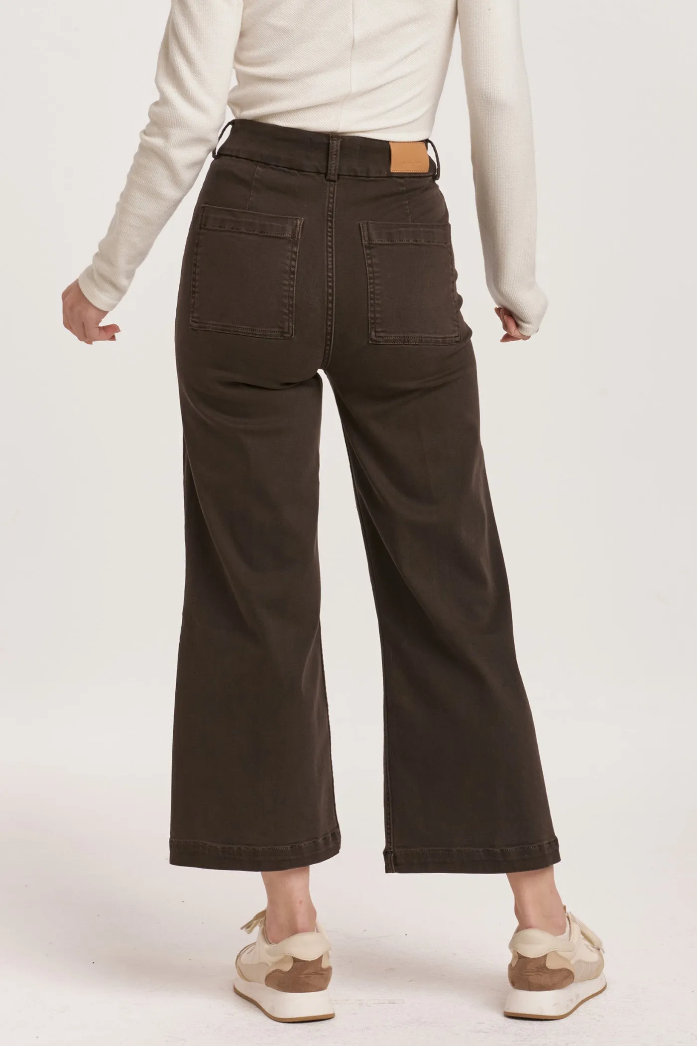 AUDREY SUPER HIGH RISE CROPPED WIDE LEG COLOR JEANS GROUND COFFEE