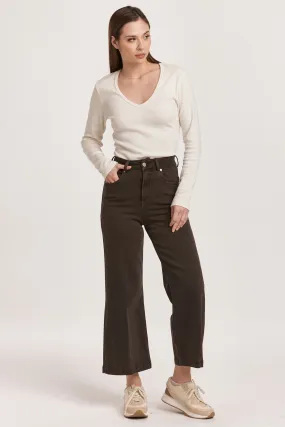 AUDREY SUPER HIGH RISE CROPPED WIDE LEG COLOR JEANS GROUND COFFEE