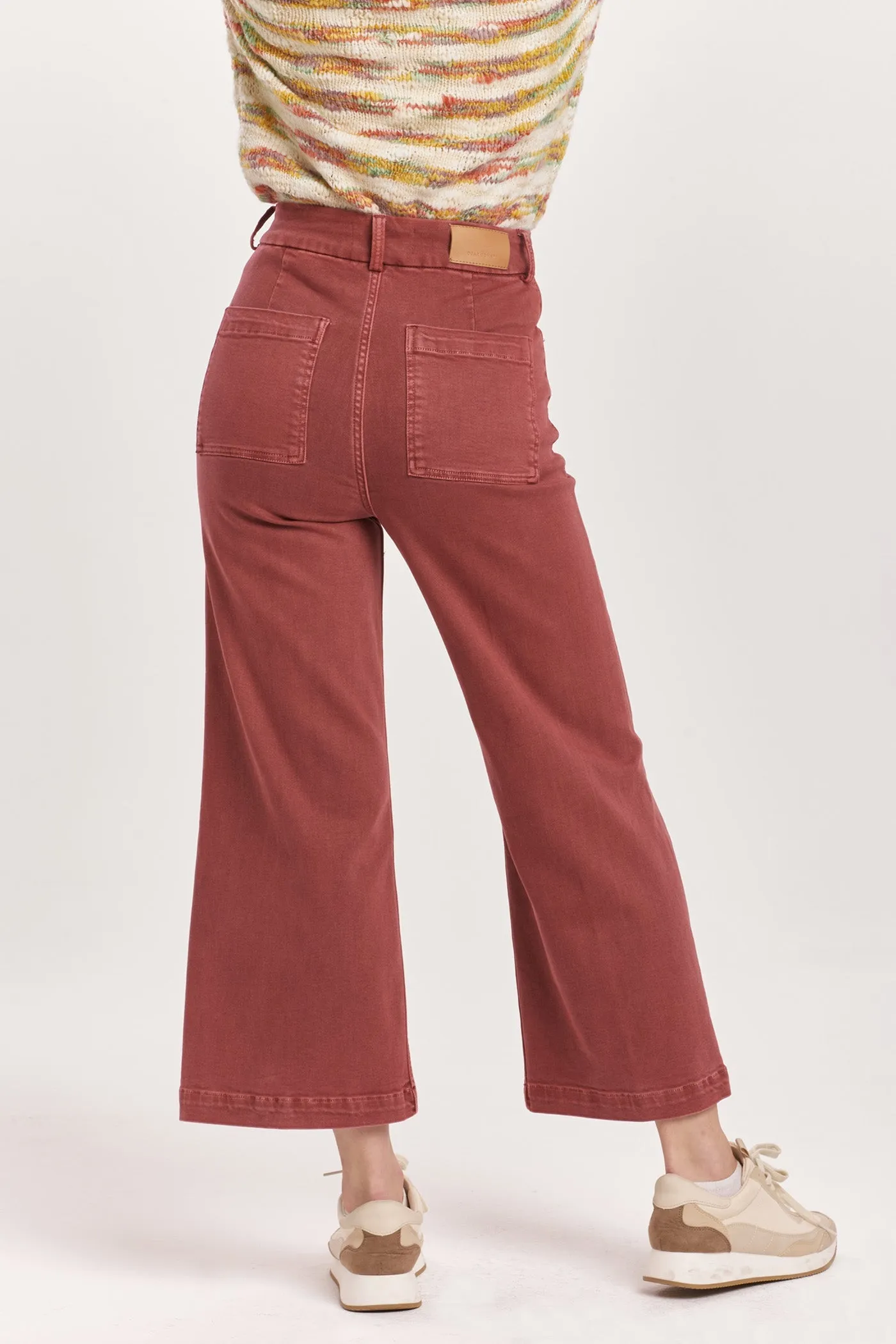 AUDREY SUPER HIGH RISE CROPPED WIDE LEG COLOR JEANS INTENSE RUST