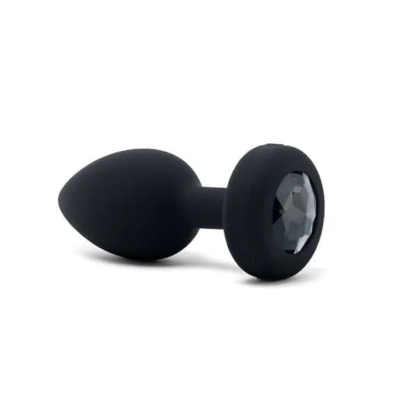 B-Vibe Vibrating Jewel Plug Black Diamond M/L