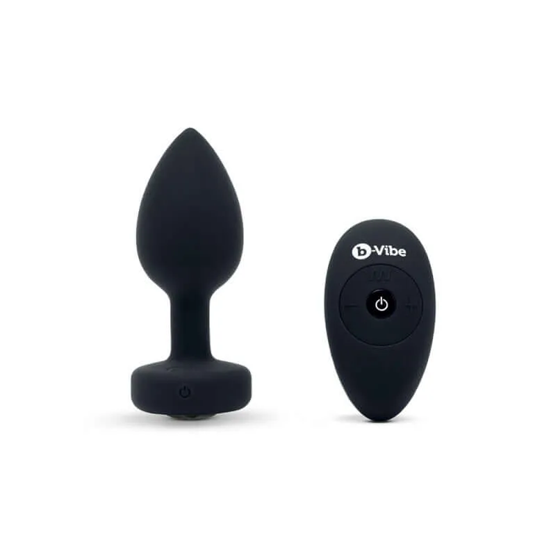 B-Vibe Vibrating Jewel Plug Black Diamond M/L