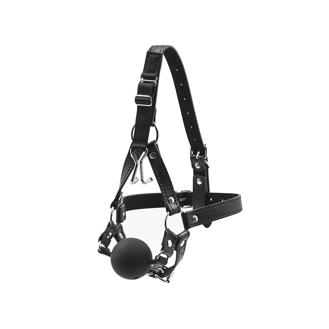 Ball Gag - Full Head Harness Breathable Gag with Nose Hook (2 colors)