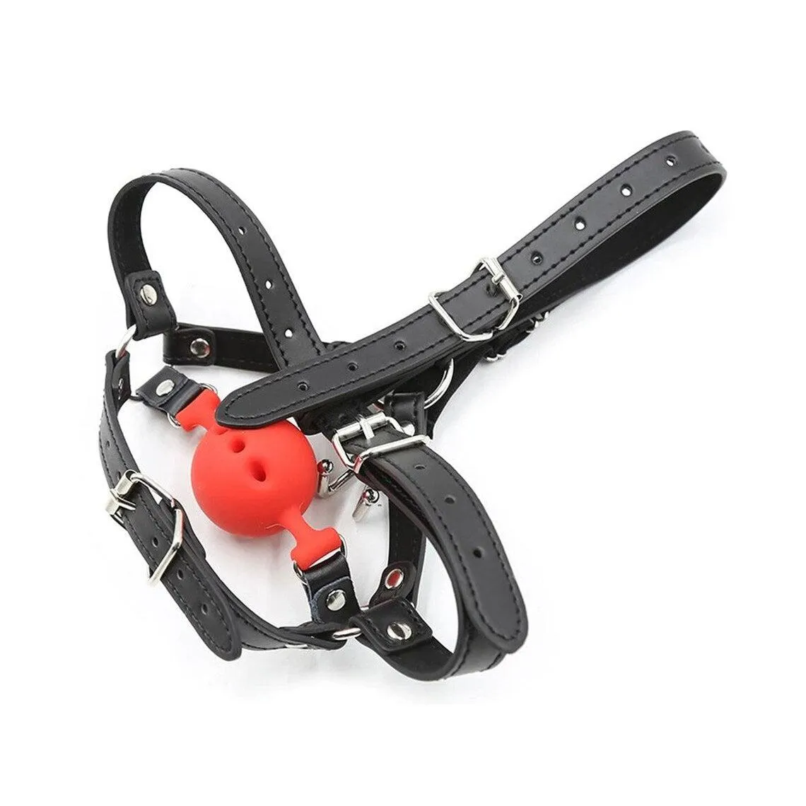 Ball Gag - Full Head Harness Breathable Gag with Nose Hook (2 colors)