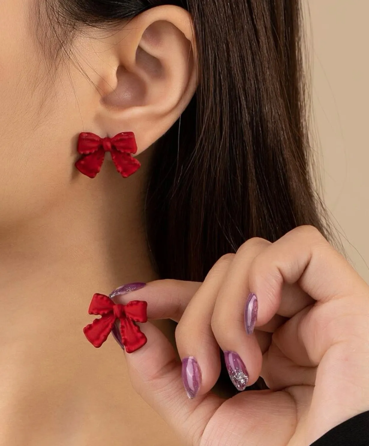 Beautiful Red Bow Earrings