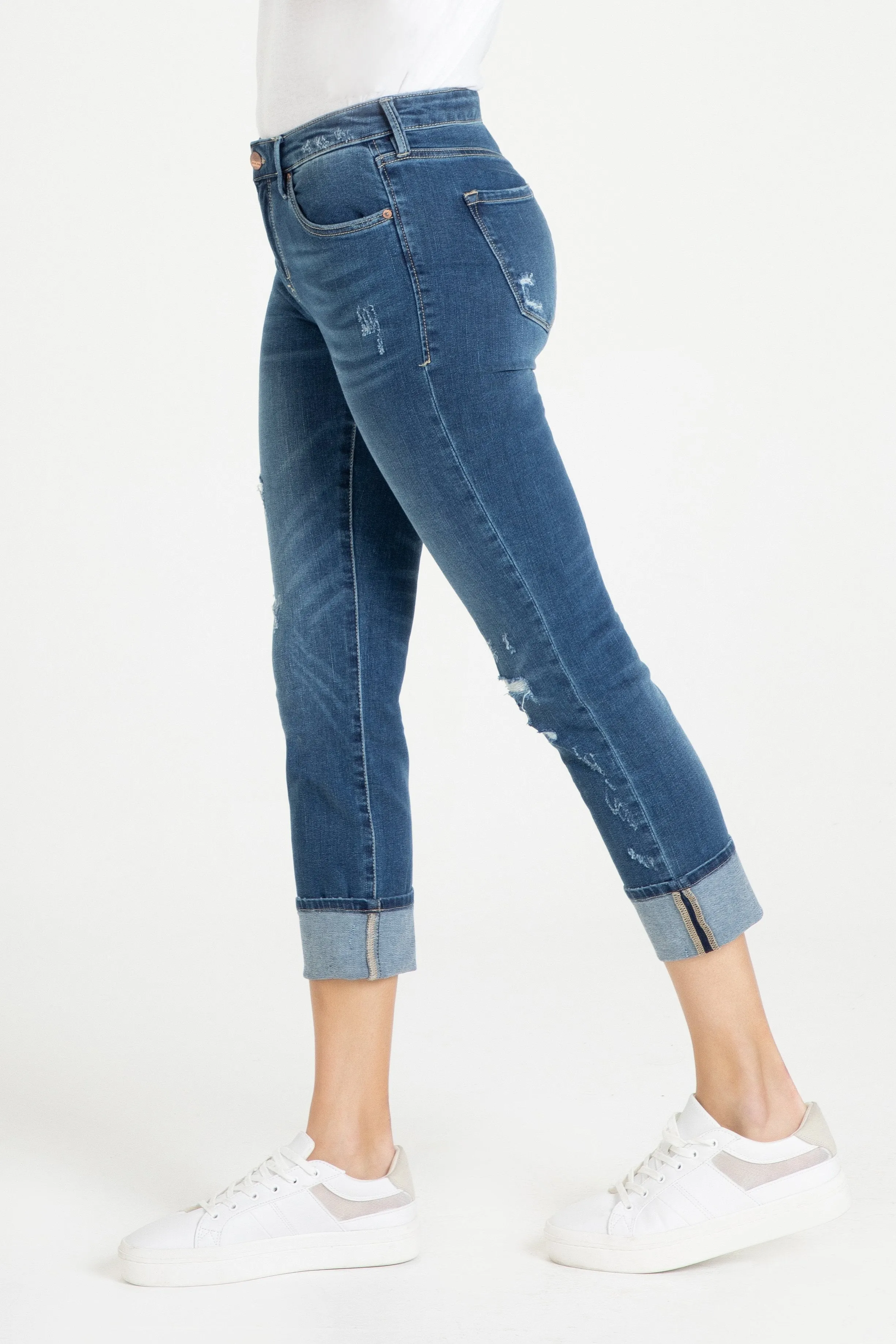 BLAIRE HIGH RISE CUFFED SLIM STRAIGHT JEANS MEMPHIS