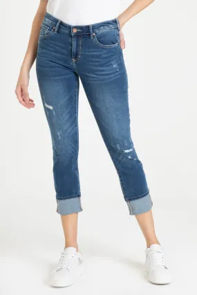 BLAIRE HIGH RISE CUFFED SLIM STRAIGHT JEANS MEMPHIS