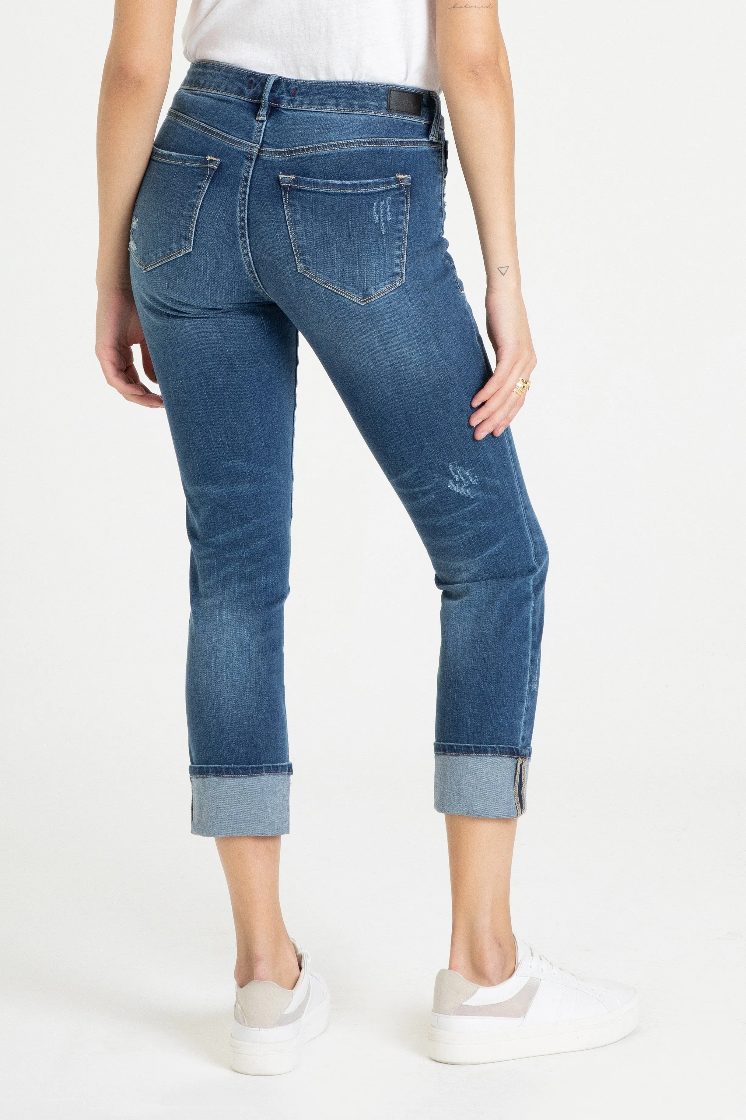 BLAIRE HIGH RISE CUFFED SLIM STRAIGHT JEANS MEMPHIS