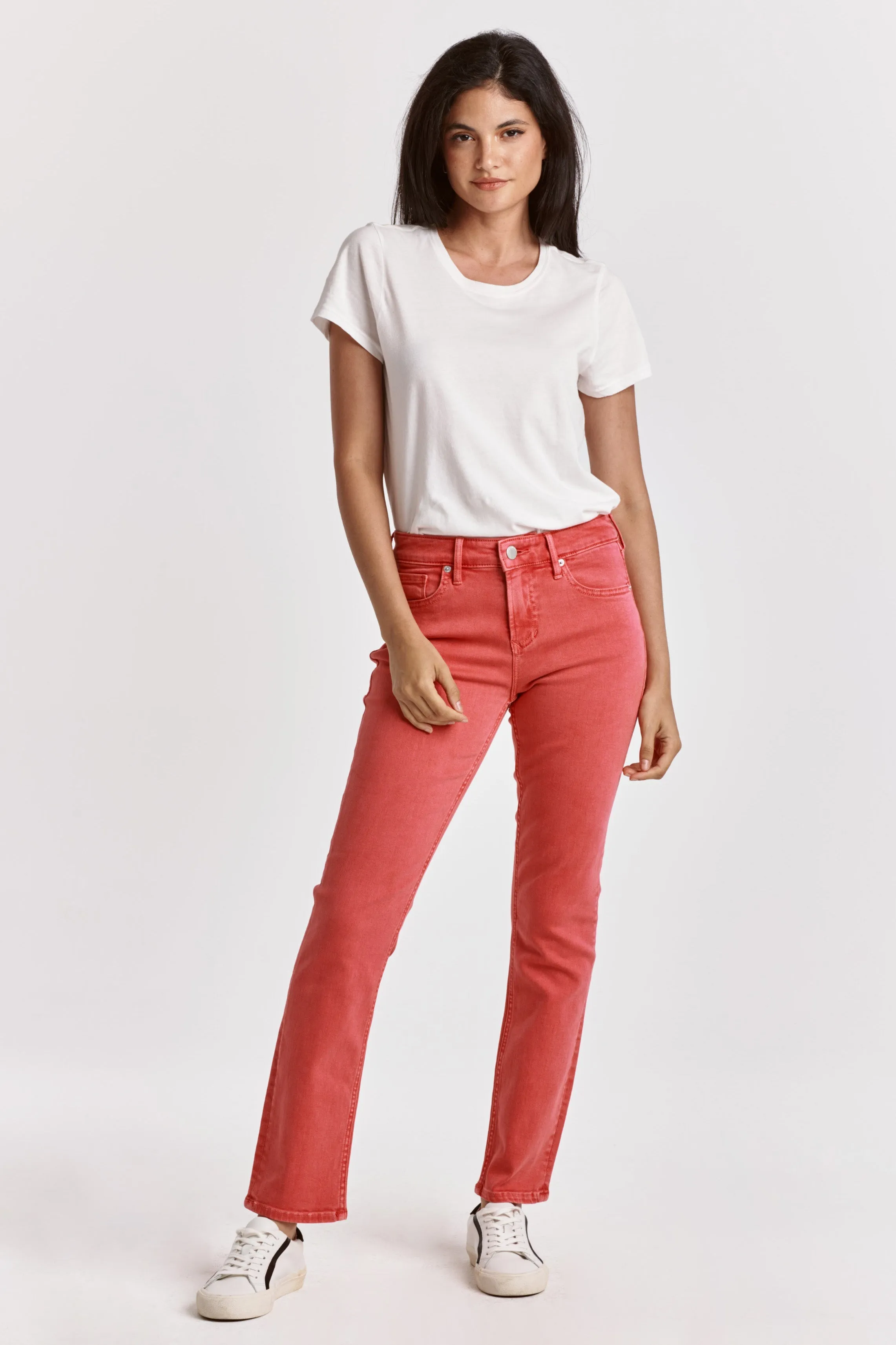 BLAIRE HIGH RISE SLIM STRAIGHT JEANS VIVA MAGENTA