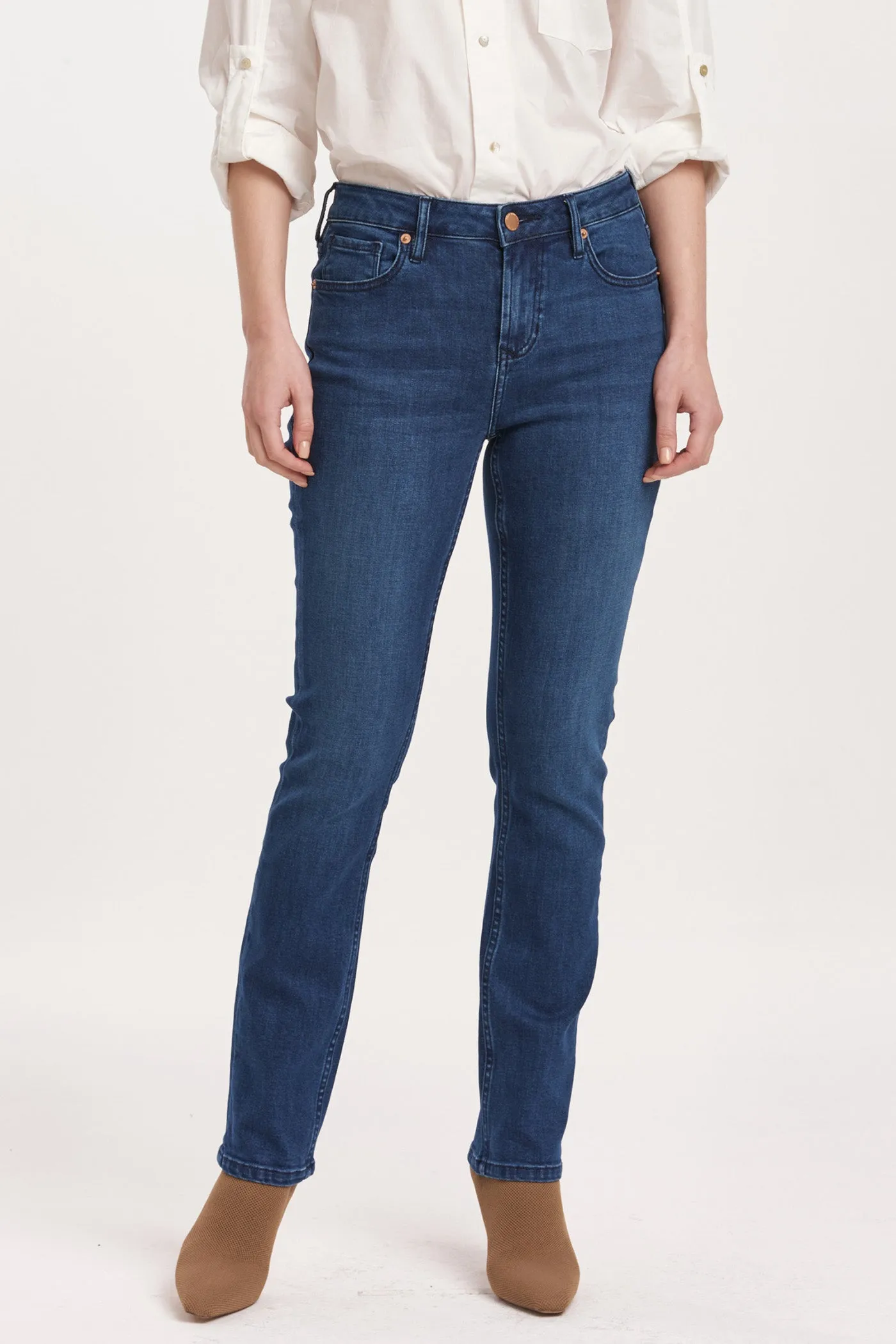 BLAIRE MID RISE SLIM STRAIGHT JEANS VIOLET BLUE