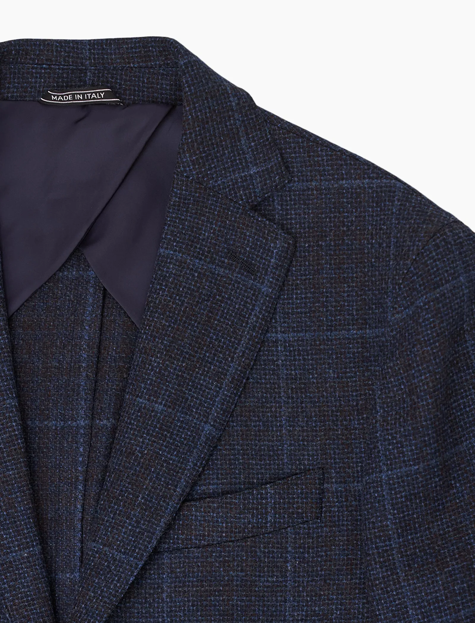 Blue & Brown Check Wool Blazer