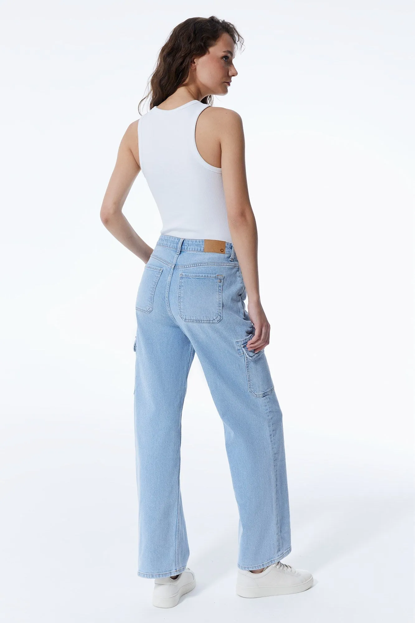 Charlotte High Waist Cargo Jeans Light Blue