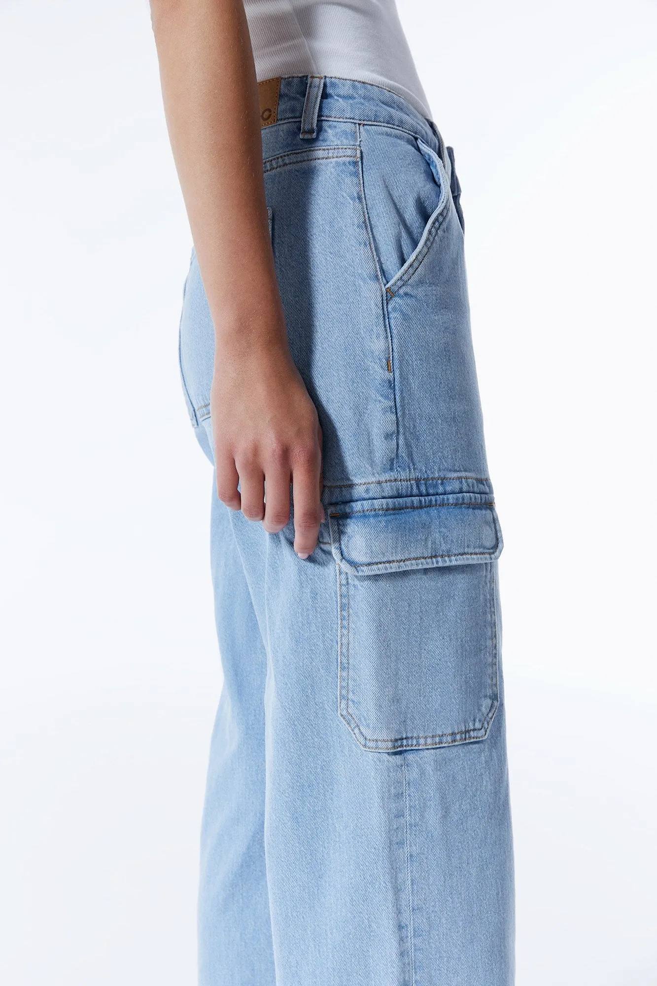 Charlotte High Waist Cargo Jeans Light Blue