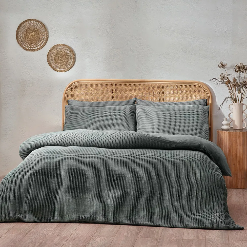 Chunky Waffle Duvet Cover Set Dusk