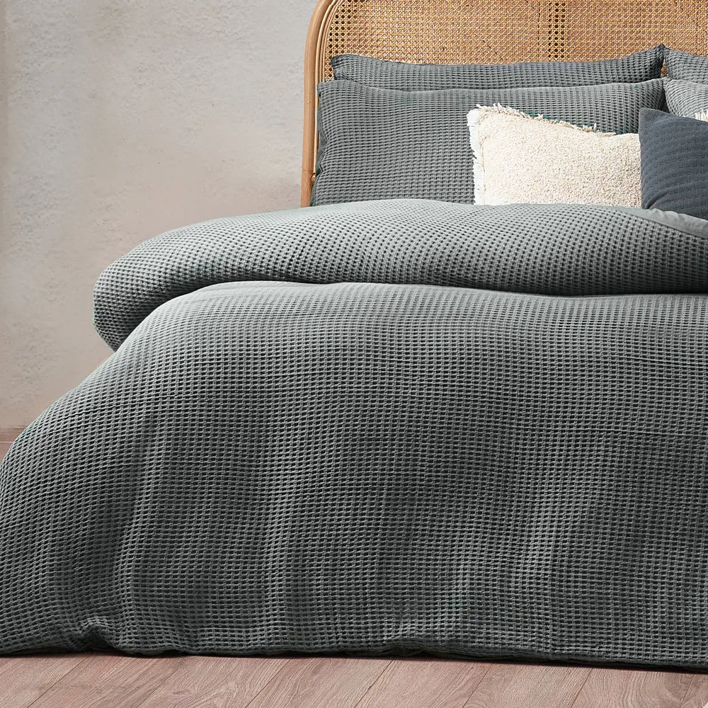 Chunky Waffle Duvet Cover Set Dusk