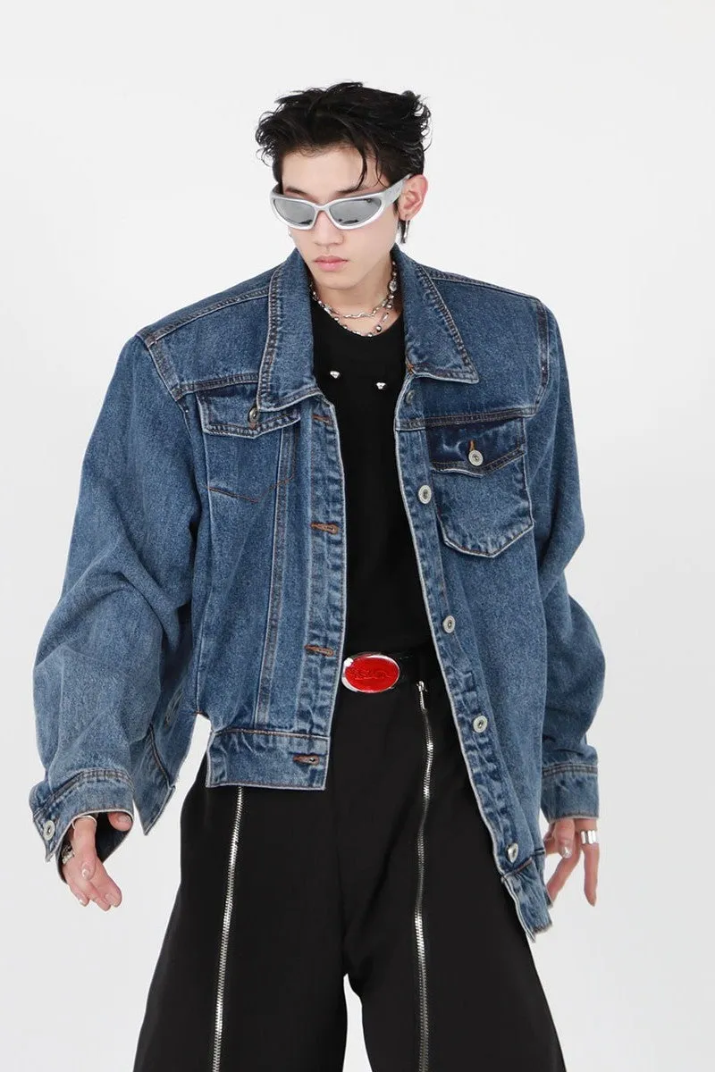 Denim Jacket With Irregular Design