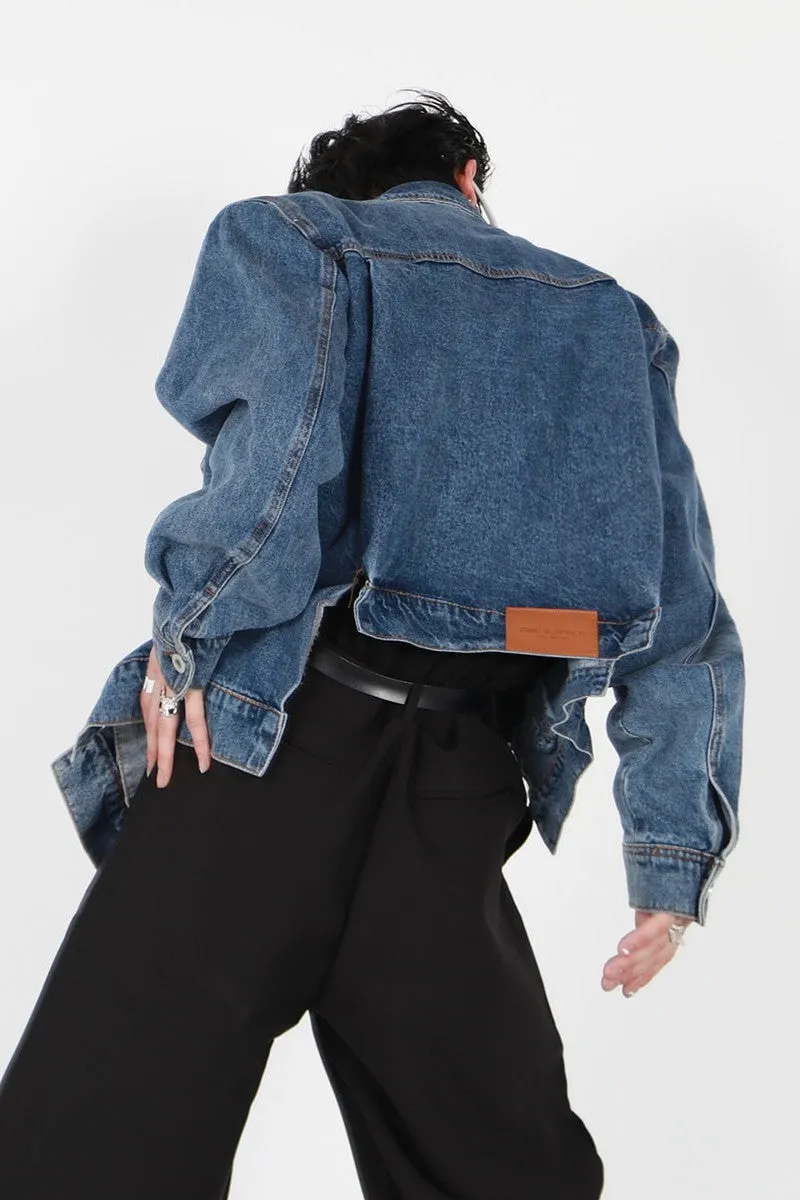 Denim Jacket With Irregular Design