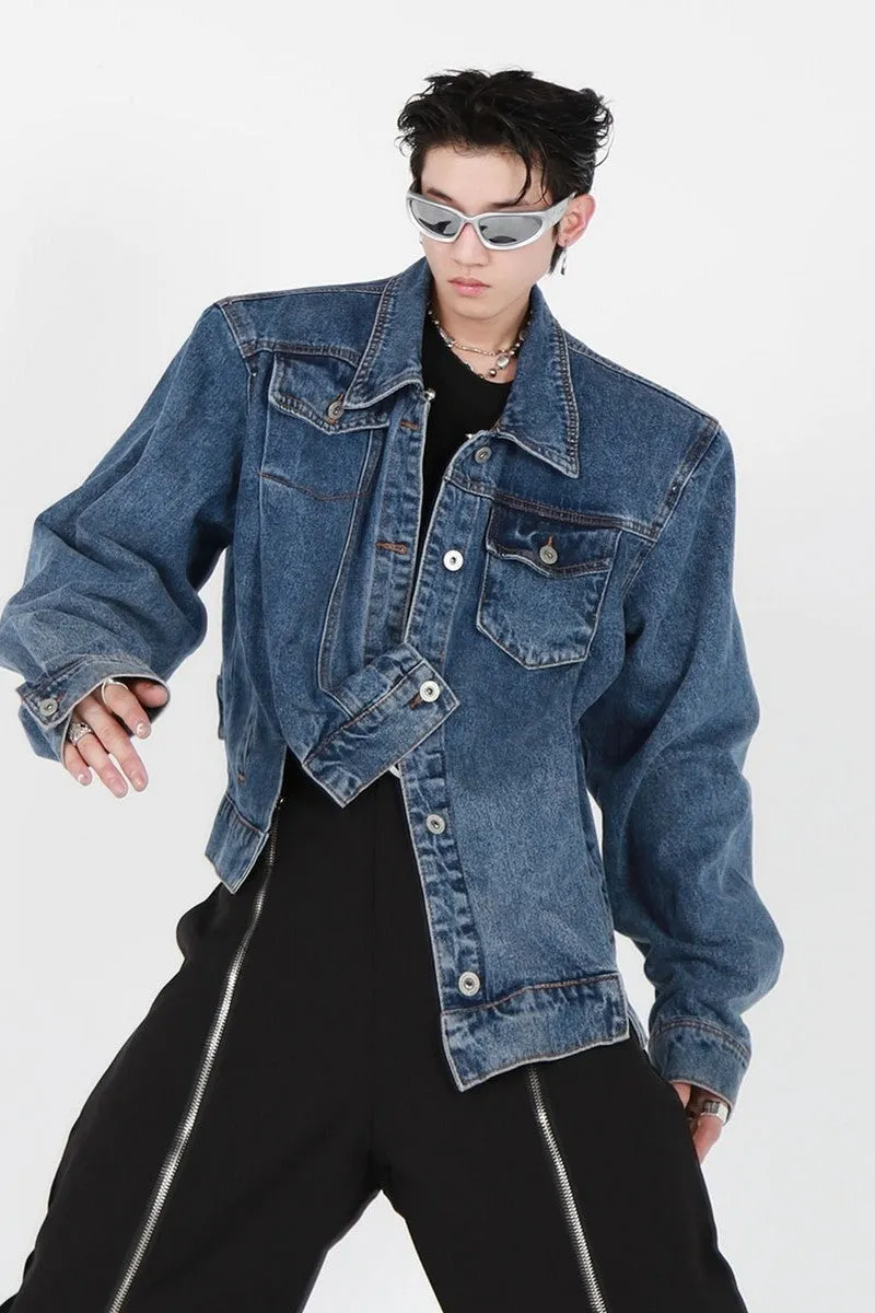 Denim Jacket With Irregular Design