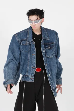 Denim Jacket With Irregular Design