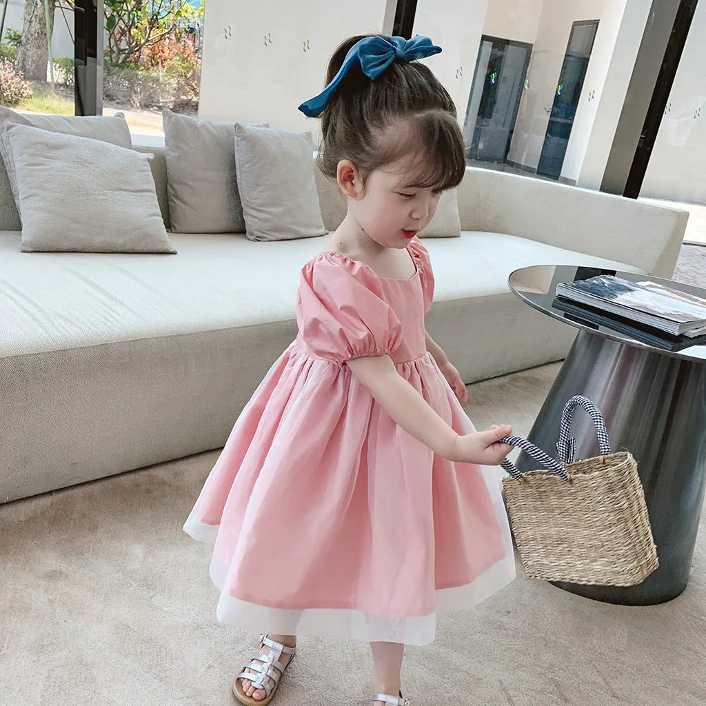 Girls' Dress Wholesale Fashionable New Baby Dress Children's Bubble Sleeve Princess Dress Summer Live Supply