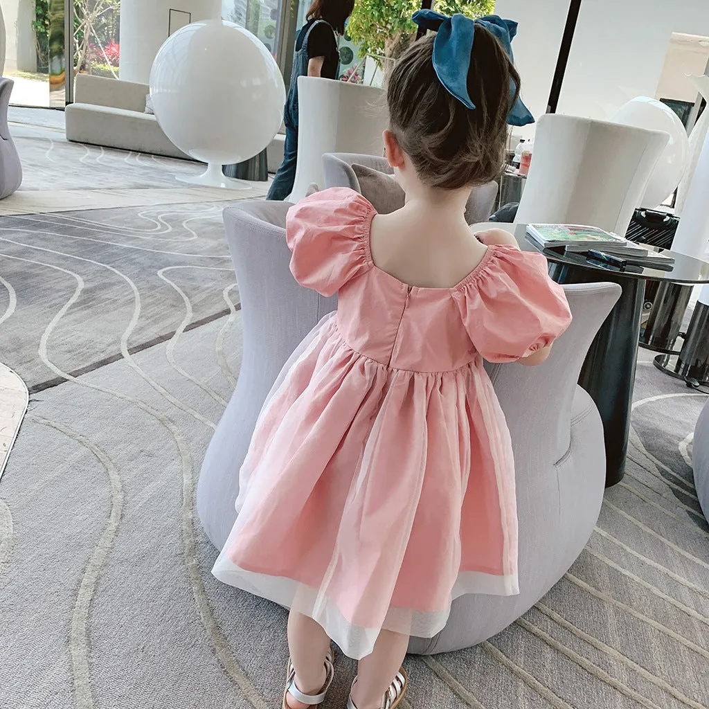 Girls' Dress Wholesale Fashionable New Baby Dress Children's Bubble Sleeve Princess Dress Summer Live Supply