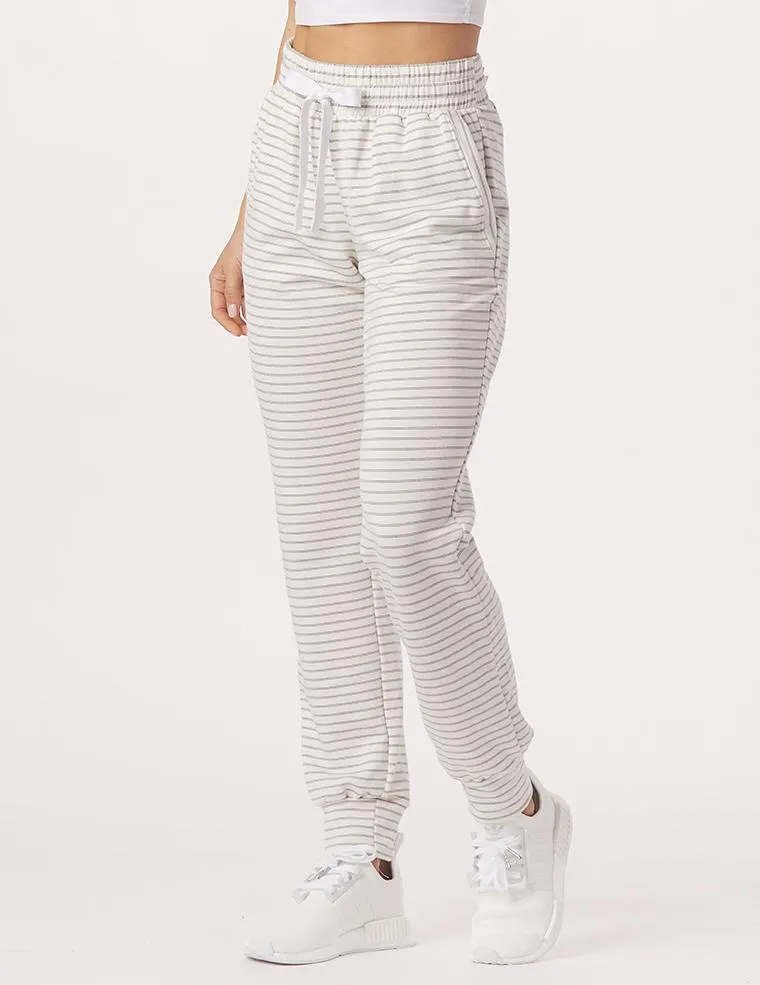 Halfway Jogger: White/Charcoal Heather Stripe