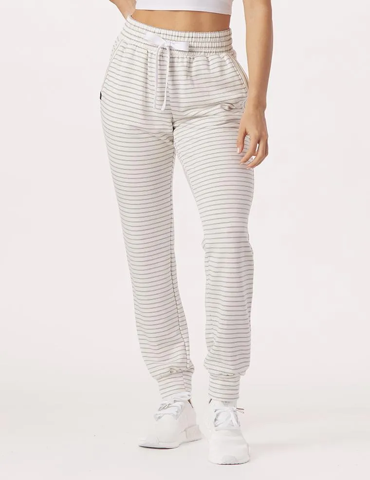 Halfway Jogger: White/Charcoal Heather Stripe