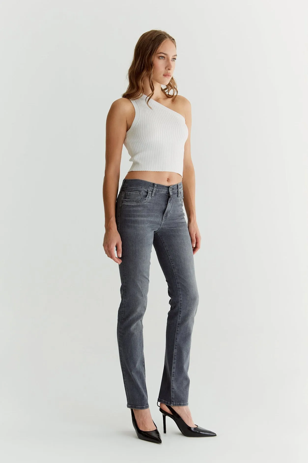 Hannah High Waist 5 Pocket Jeans Smoke Grey