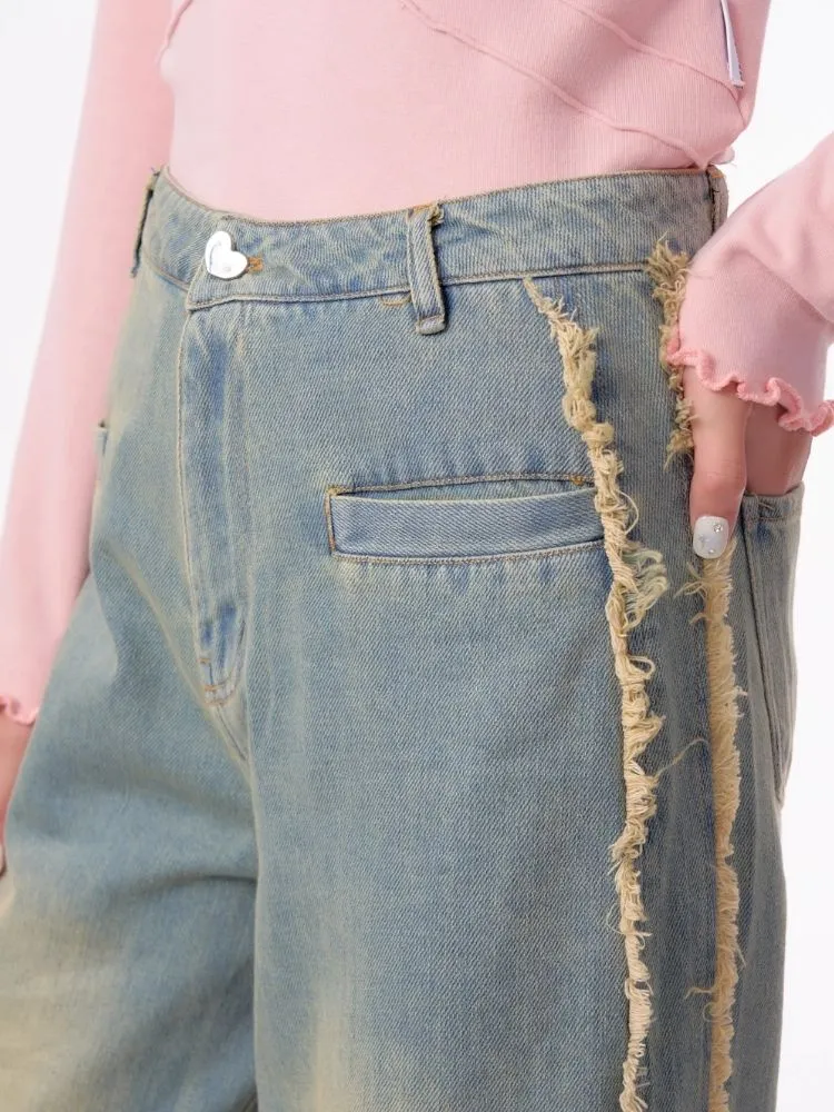 High waist loose slim jeans【s0000003809】