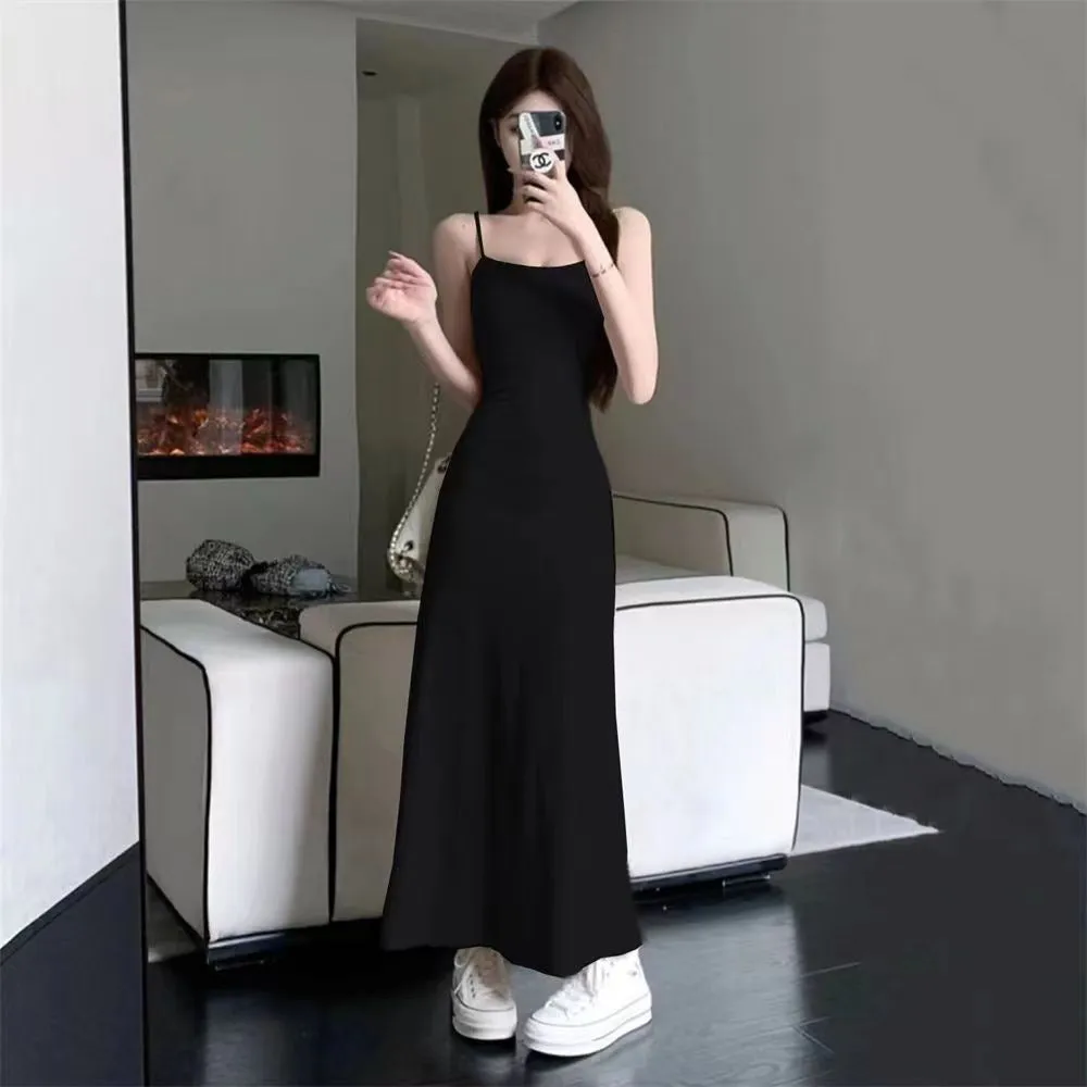 Hot Girl Elastic Sling Dress Women's Summer 2023 New Waist Slimming off-Shoulder Innerwear Bottoming Dress