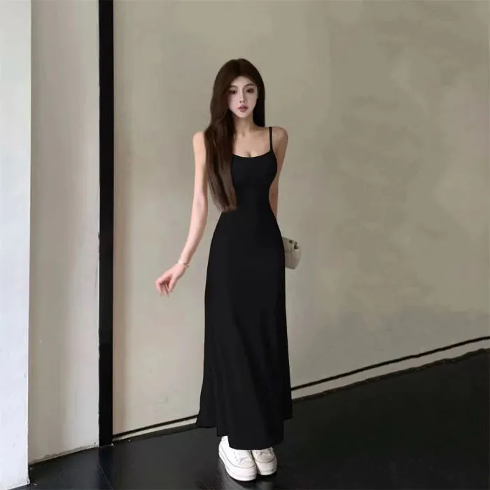 Hot Girl Elastic Sling Dress Women's Summer 2023 New Waist Slimming off-Shoulder Innerwear Bottoming Dress