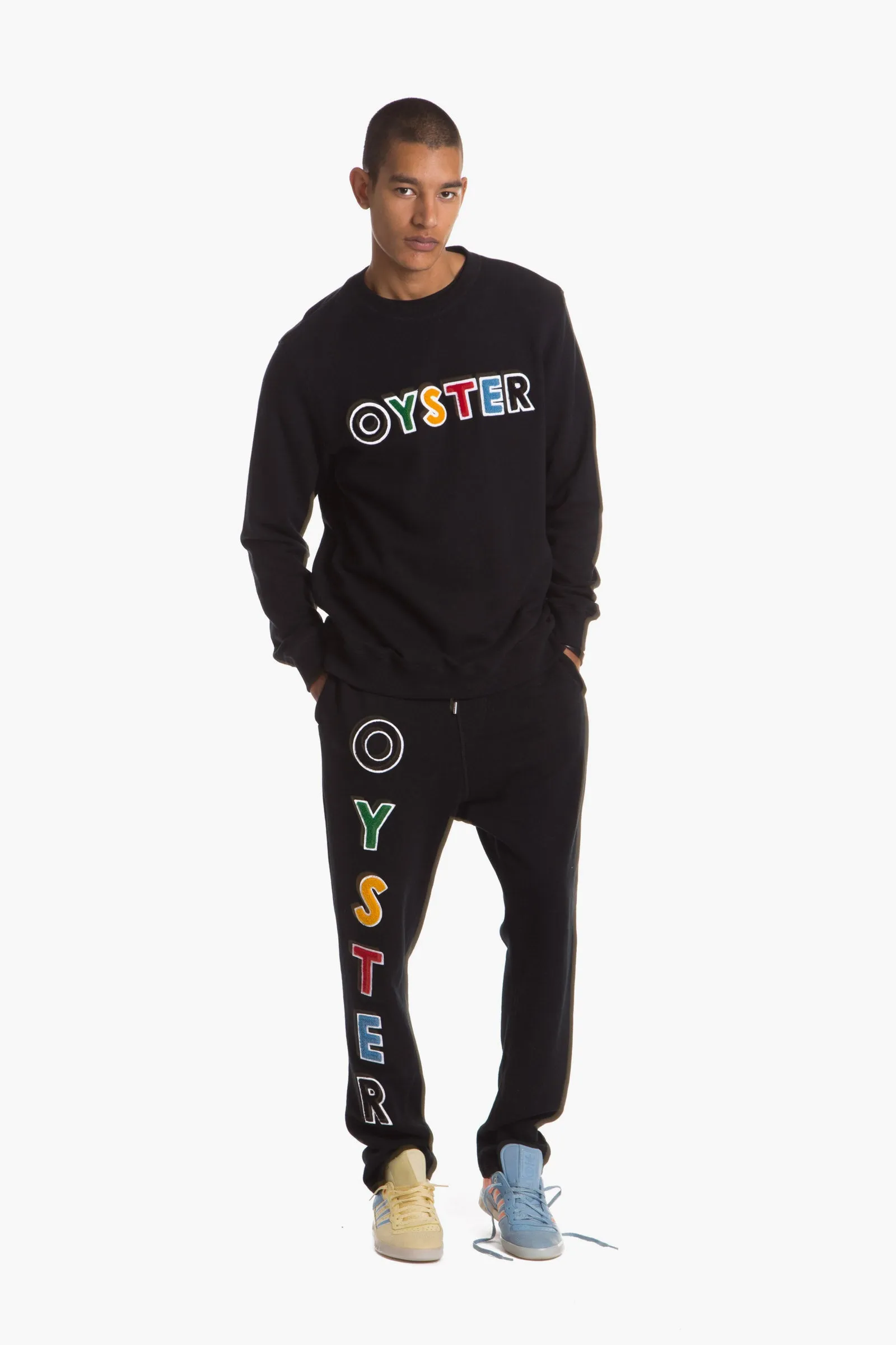 I Oyster logo chenille sweatpants ( blk / multi )