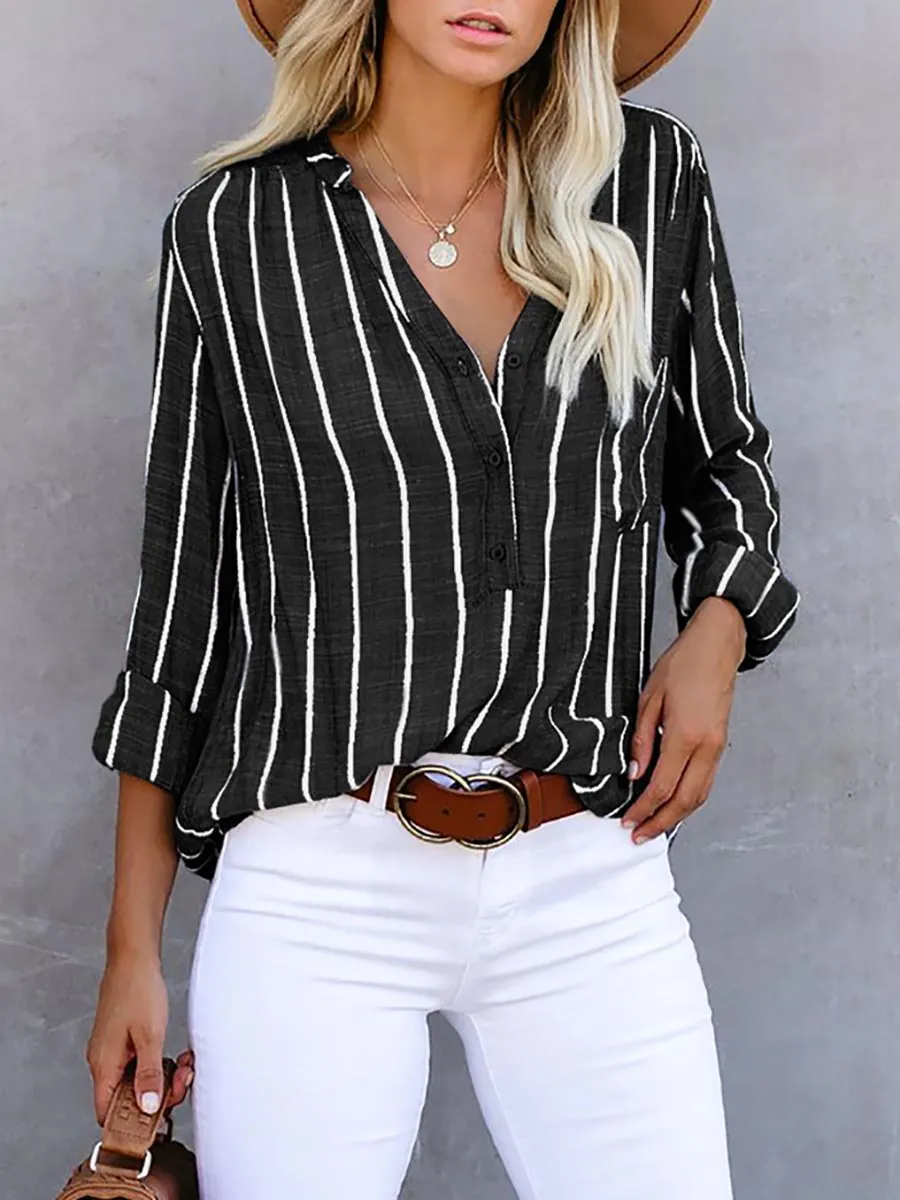 iForgirls Loose Fashion Striped Long Sleeve Shirt(9 colors)