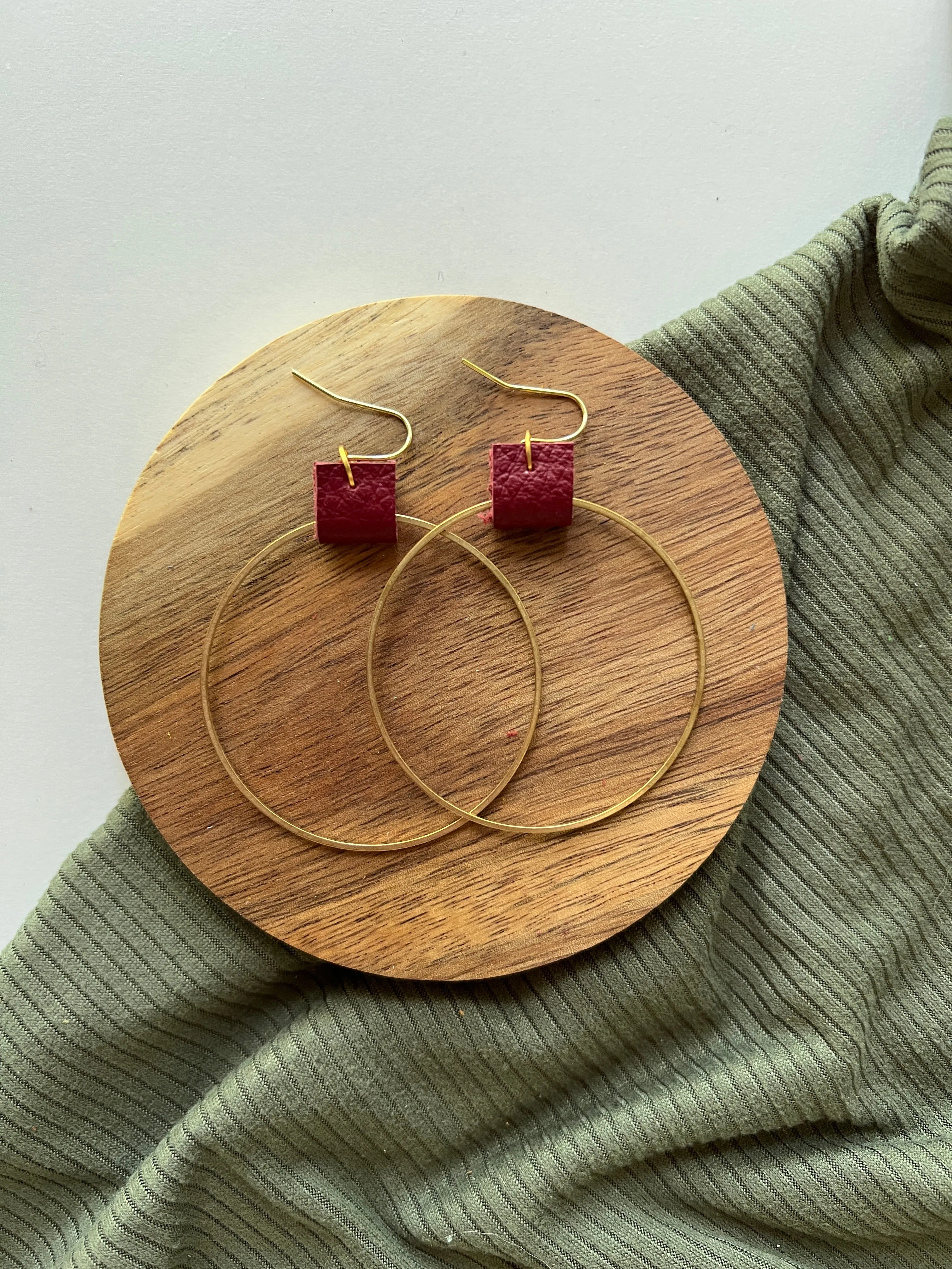 Large August Hoops | Leather Earrings