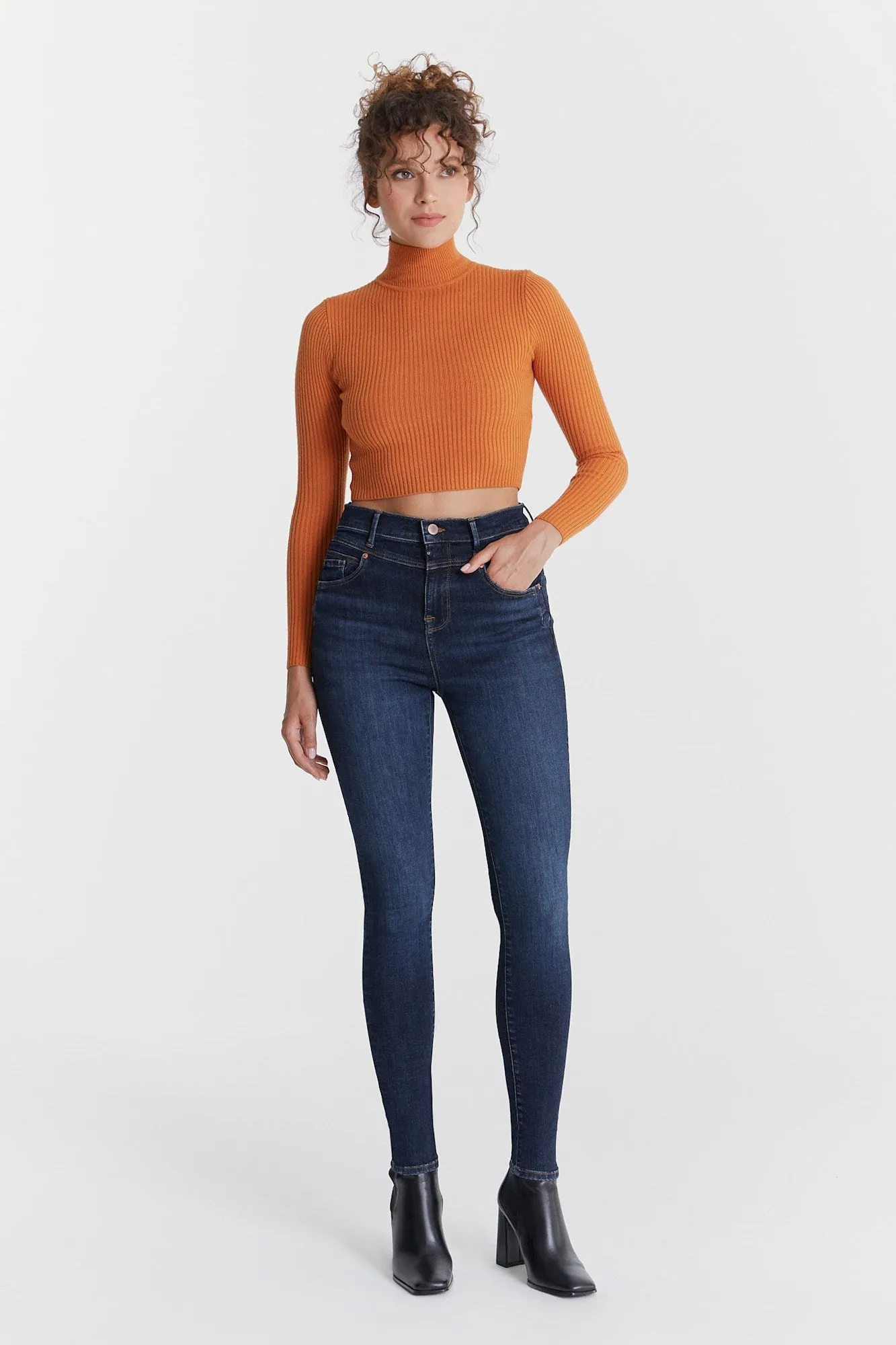 Lisa Ultra High Waist 5 Pocket Jeans Deep Blue