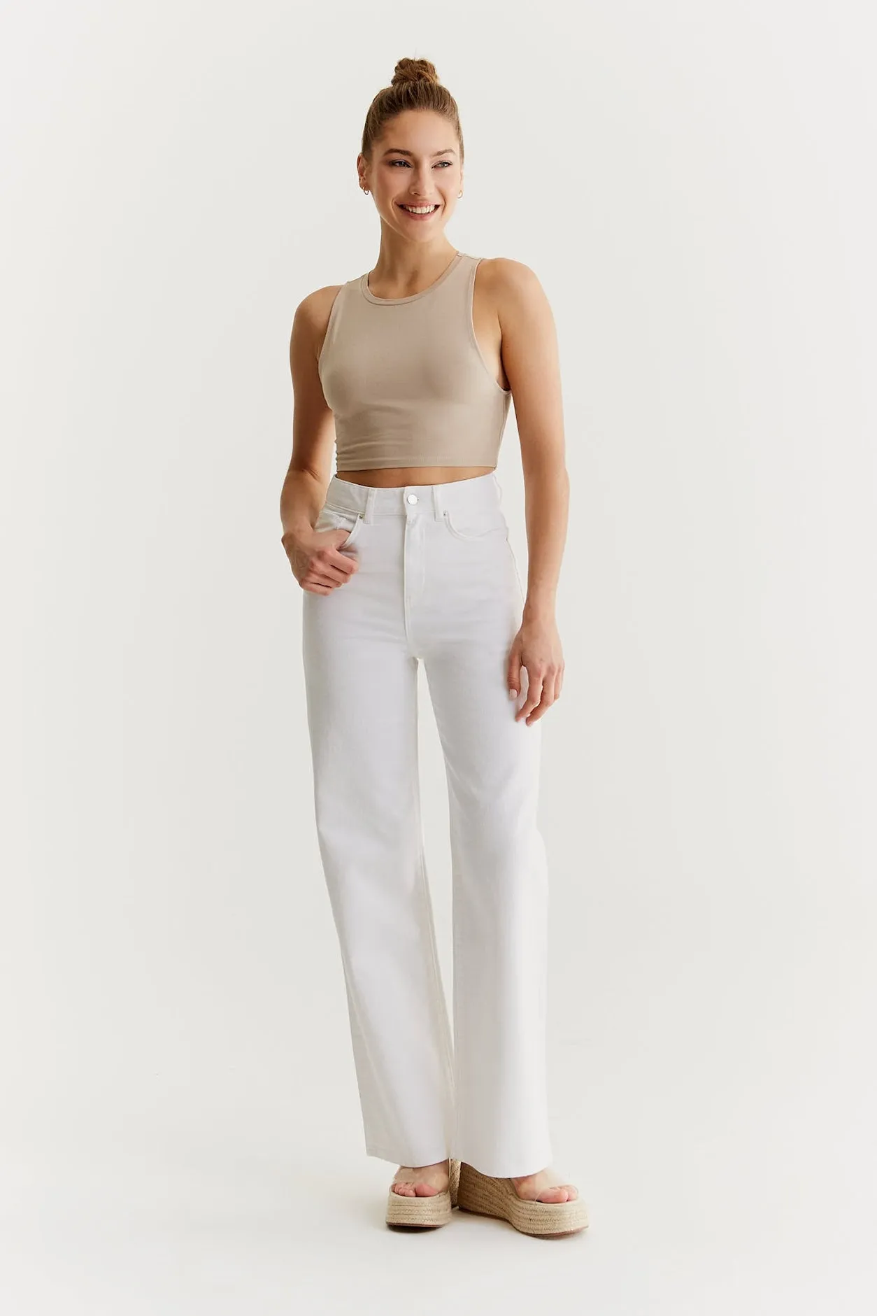 Maria Ultra High Waist 5 Pocket Jeans White