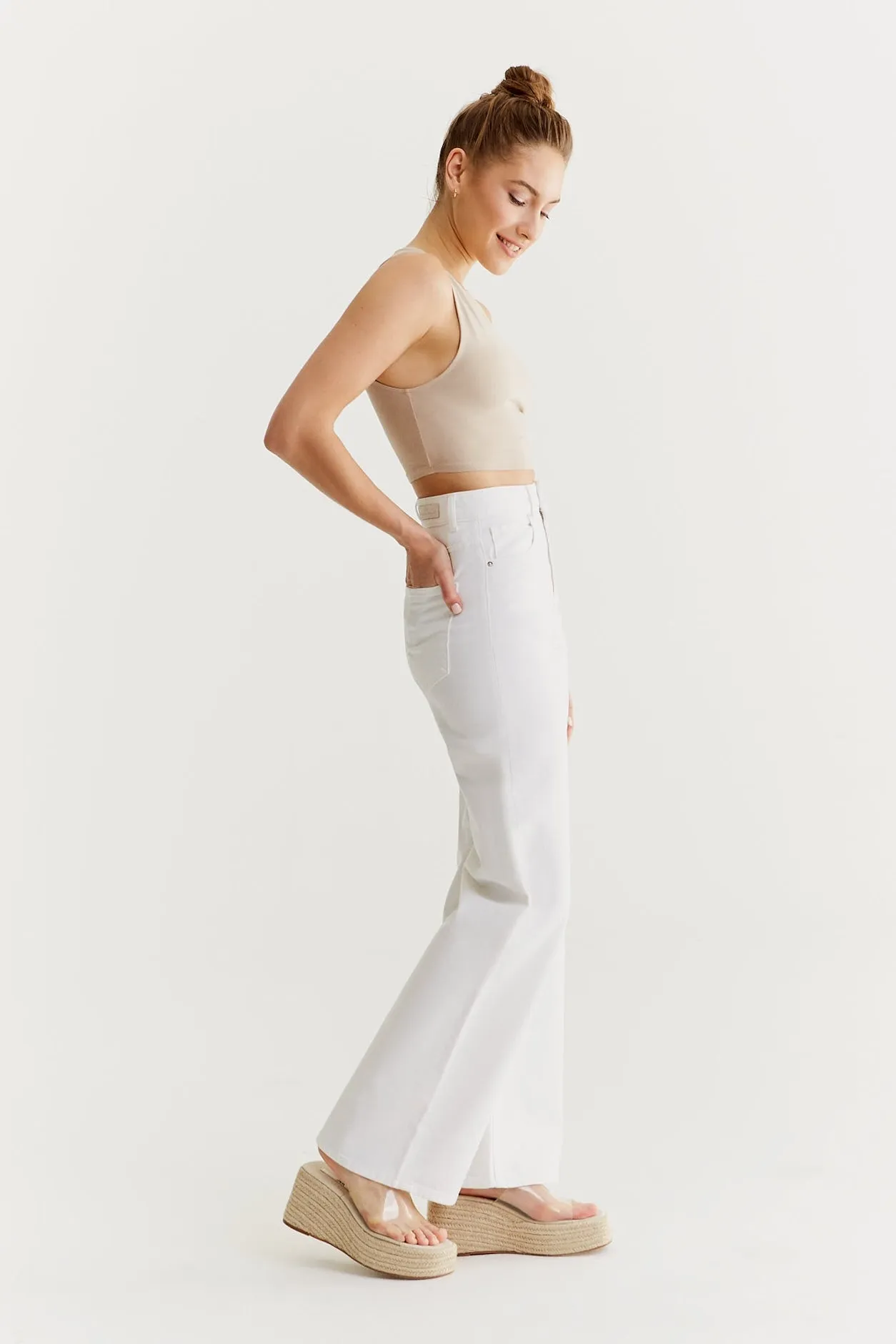 Maria Ultra High Waist 5 Pocket Jeans White