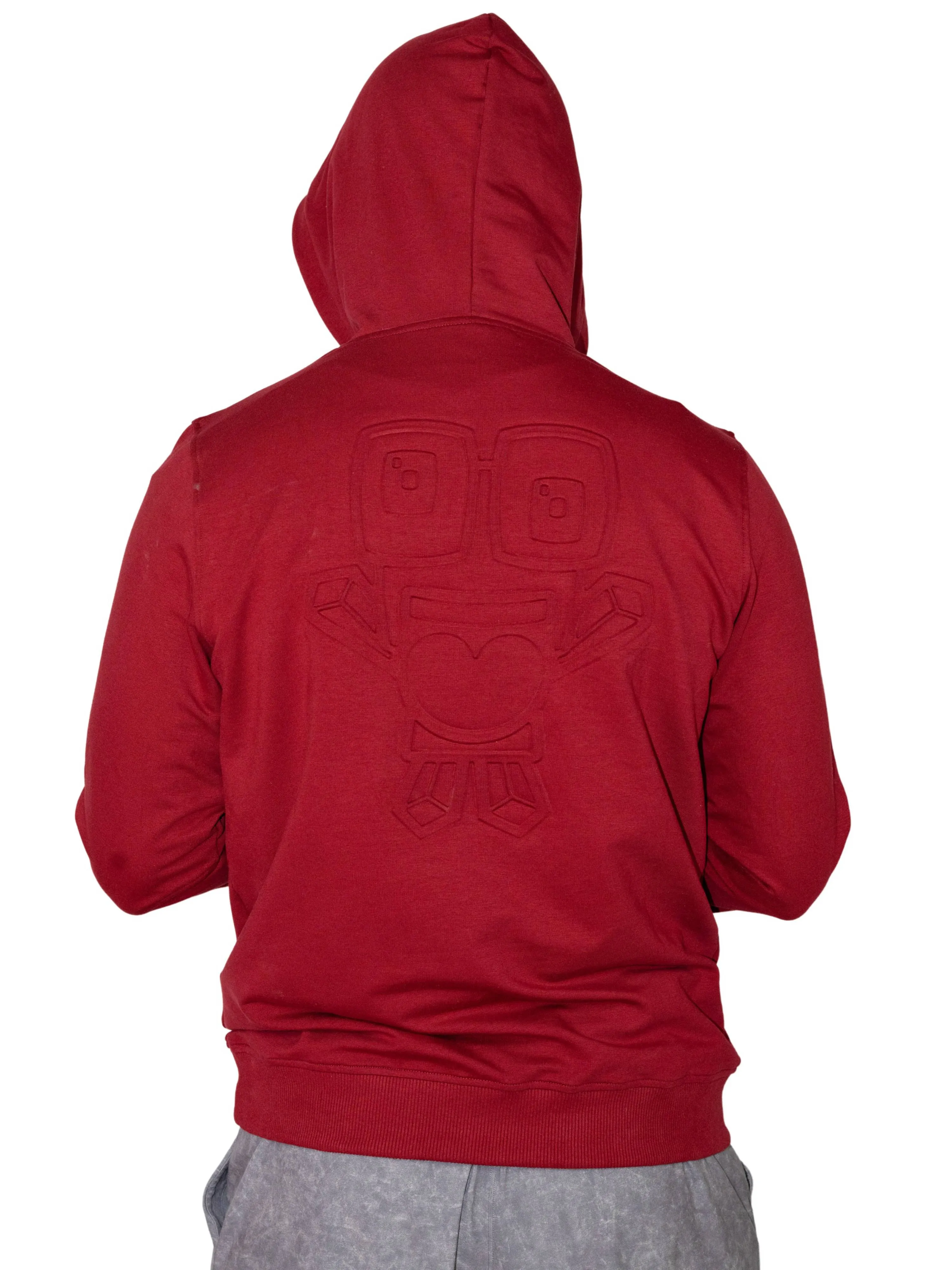 MAROON EMBOSSED PULLOVER HOODIE