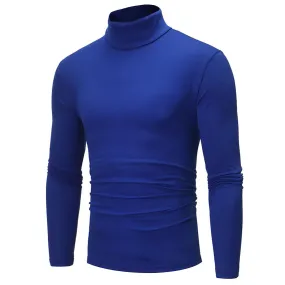 Men's Pure Color T-Shirt Thermal Mock Turtleneck Long Sleeve Tops