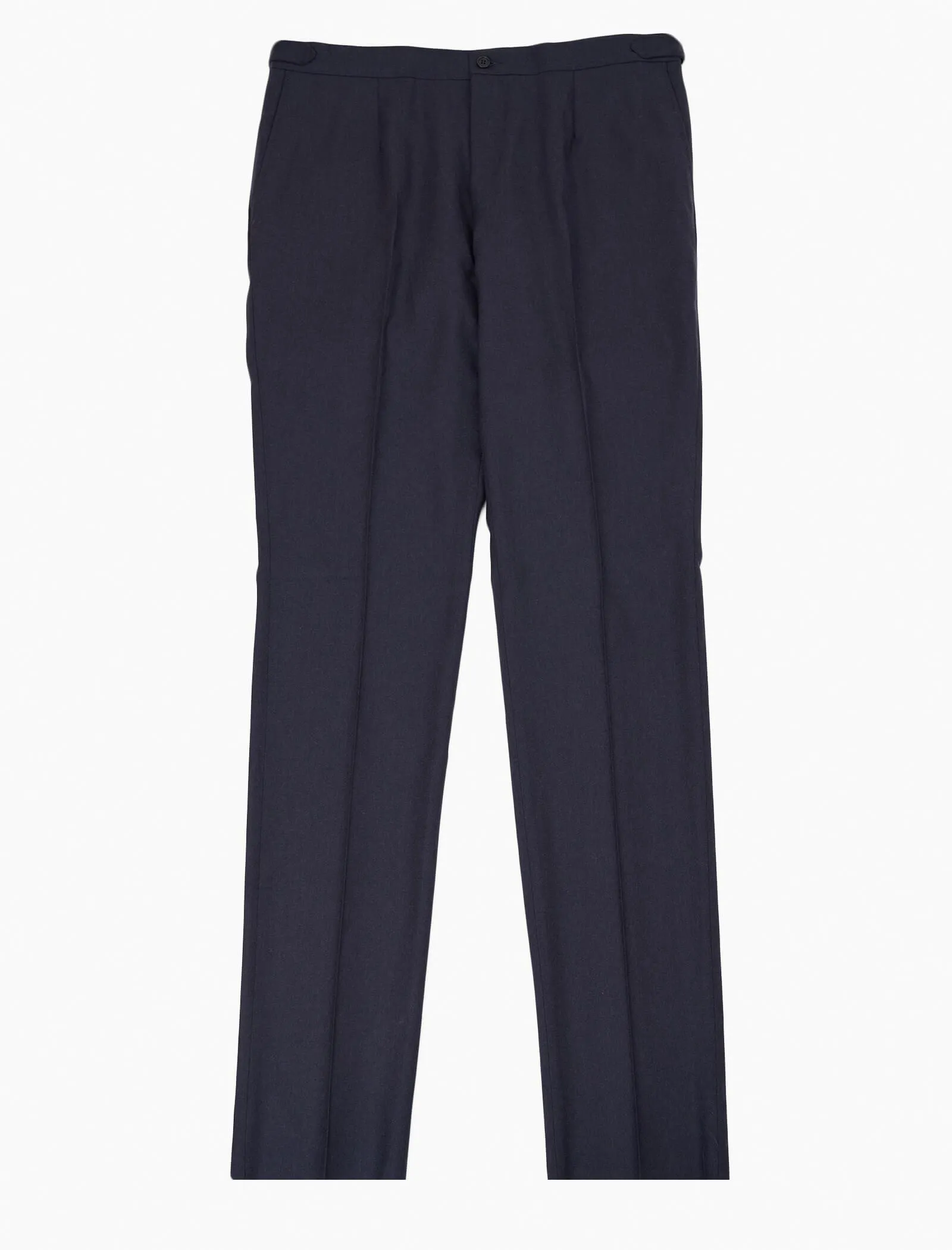 Navy Flannel Wool Slim Trousers