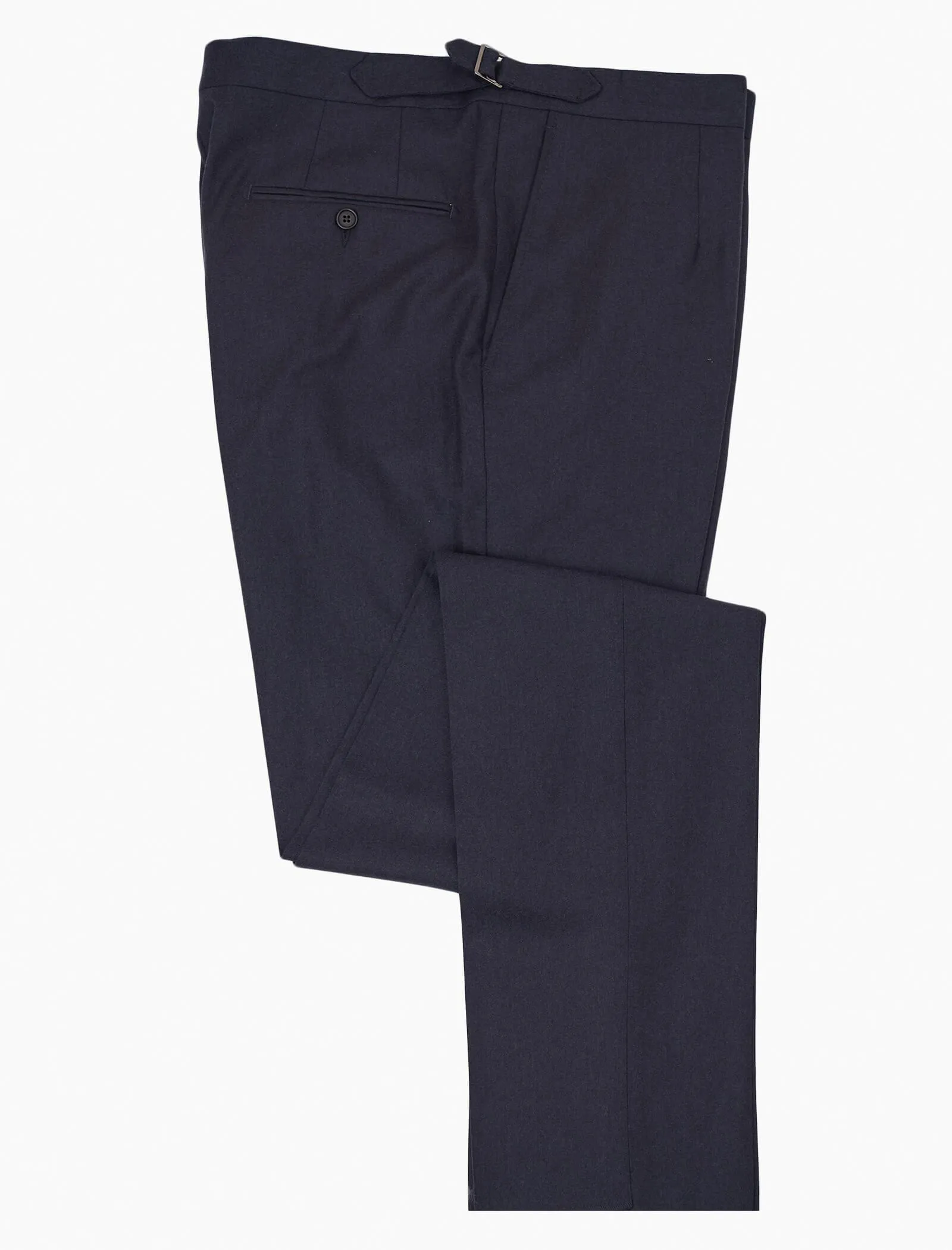 Navy Flannel Wool Slim Trousers