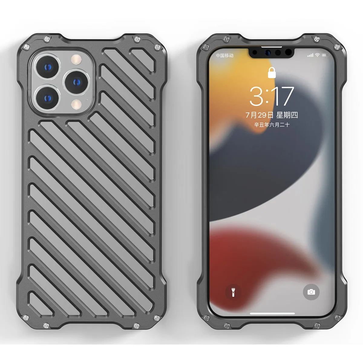 R-Just Breathable Armor Shockproof Aluminum Shell Metal Case with Lens Protector