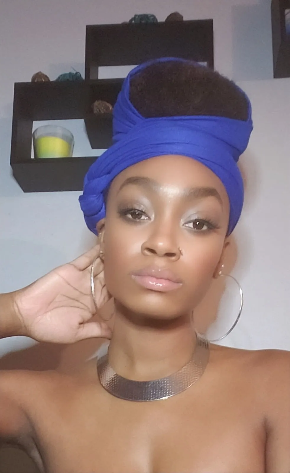 Royal Blue Jersey Knit Stretched Fabric Headwrap